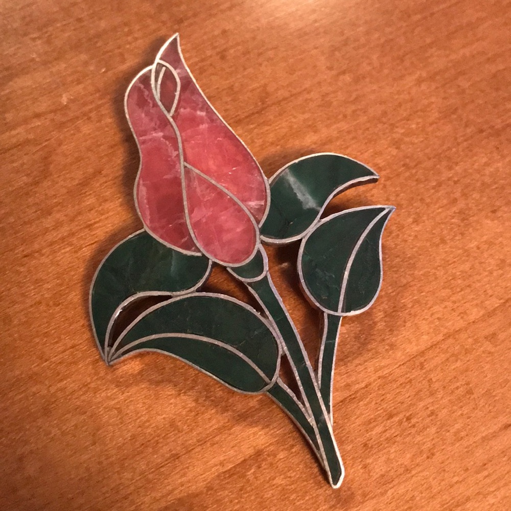 Natural stone flower broach/pendant
